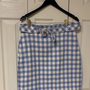 Ann Taylor Blue and White Gingham Pencil Skirt